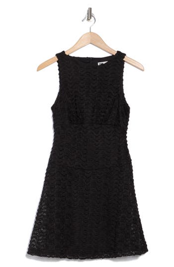 The Good Journey Textured Fit & Flare Dress In Black
