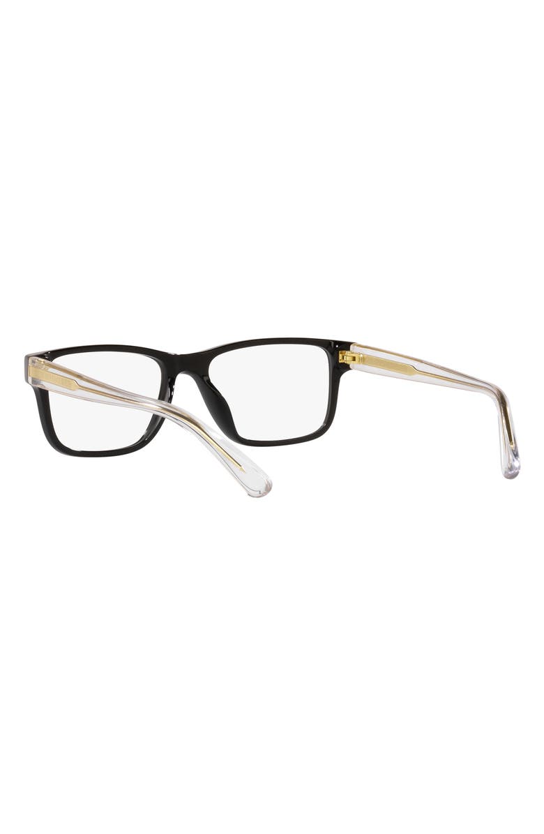 Versace 47mm Rectangular Optical Glasses, Alternate, color, Black