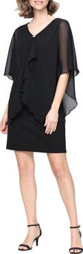 SL FASHIONS Glitter Chiffon & Knit Sheath Dress