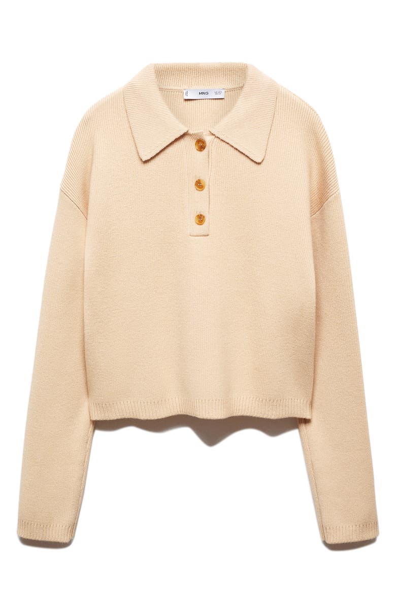 MANGO Long Sleeve Rib Polo Sweater, Alternate, color, 