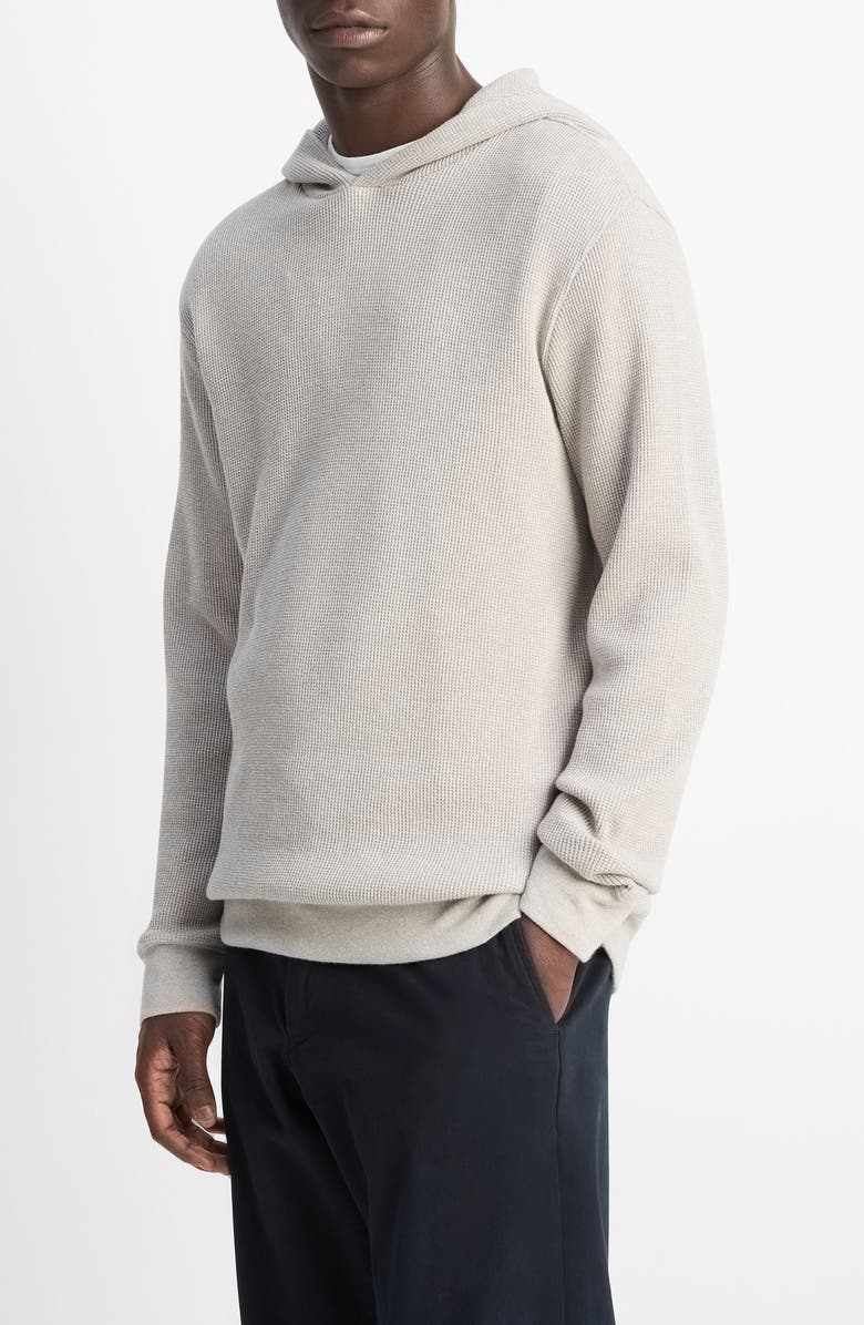 Vince Mouline Thermal Pima Cotton Hoodie, Alternate, color, Putty/ Off White