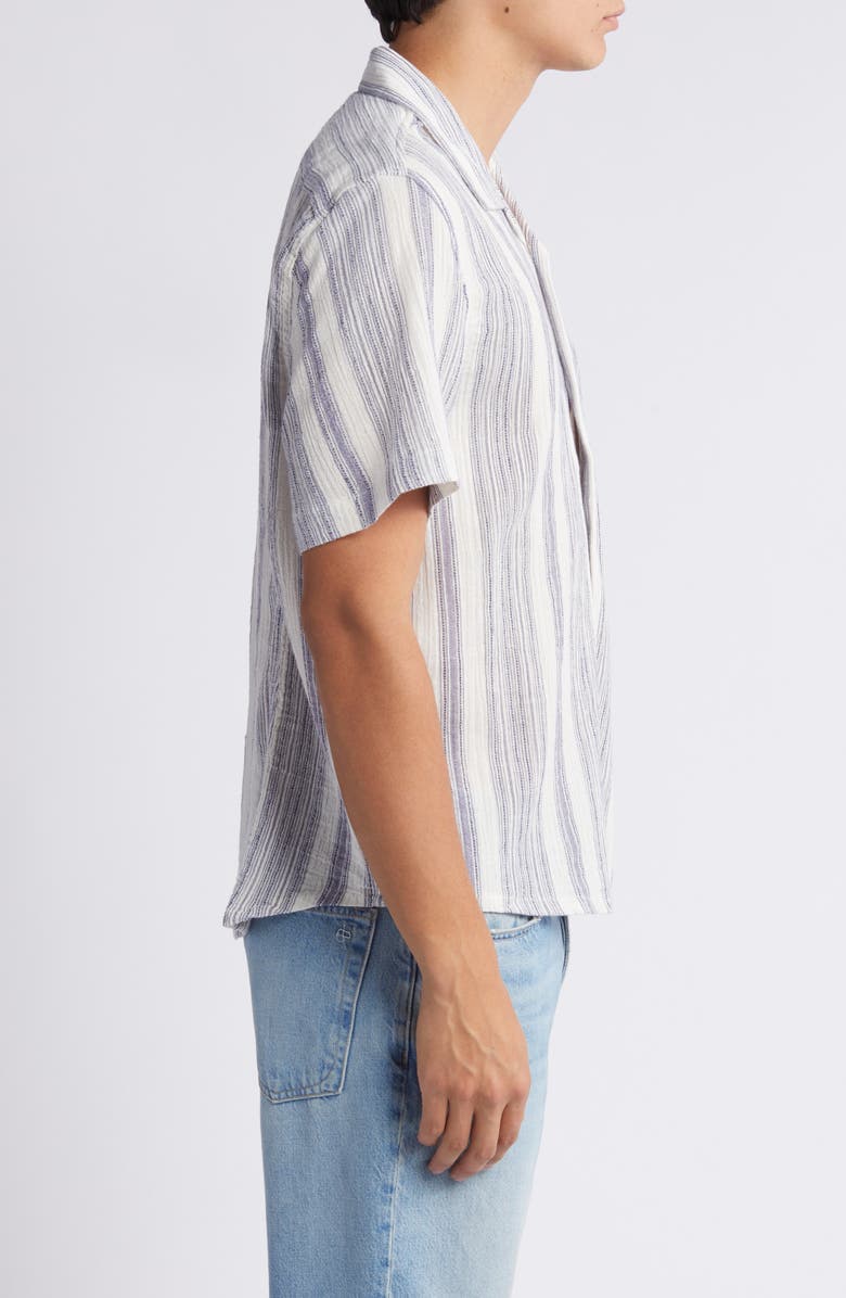 Corridor Tallis Stripe Cotton Blend Camp Shirt, Alternate, color, Natural