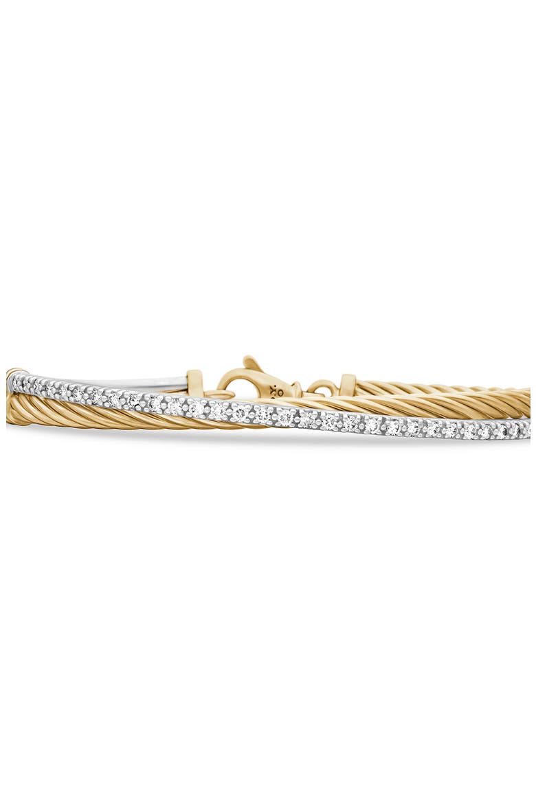 'Crossover' Bracelet with Diamonds in Gold, Alternate, color, DIAMOND