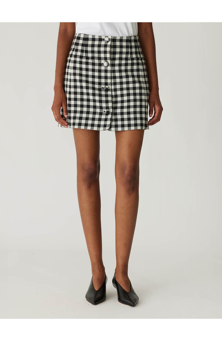 Rebecca Taylor Phillipa Check Button Front Skirt, Alternate, color, Black Combo