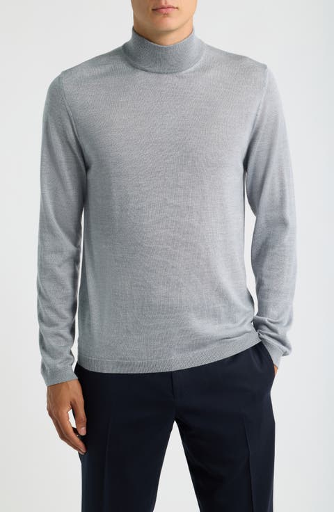 Mock Neck Wool & Silk Sweater