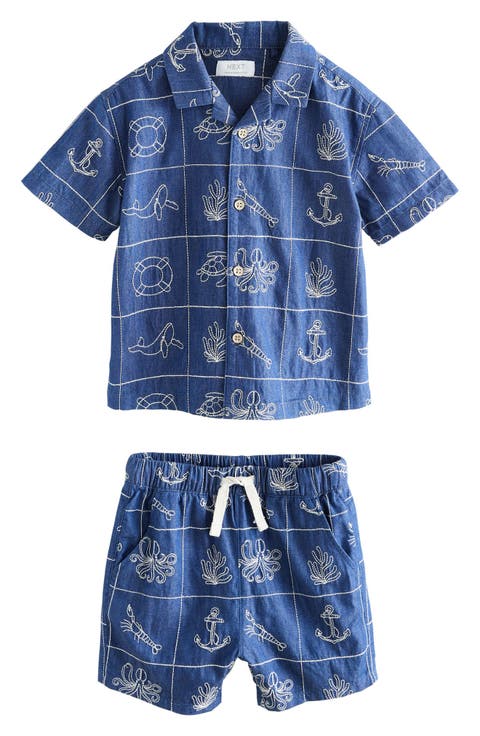 Kids' Stitch Button-Up Shirt & Shorts Set (Baby, Toddler & Little Kid)