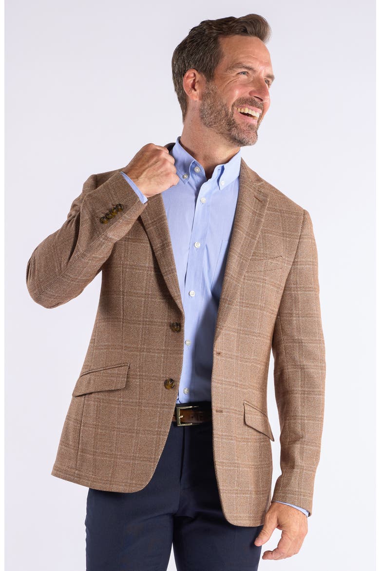 Windowpane Knit Sport Coat, Alternate, color, TAN
