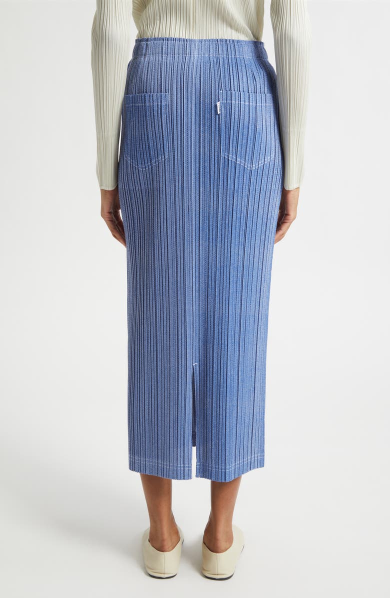 Issey Miyake Trompe l'Oeil Pleated Midi Skirt, Alternate, color, Blue