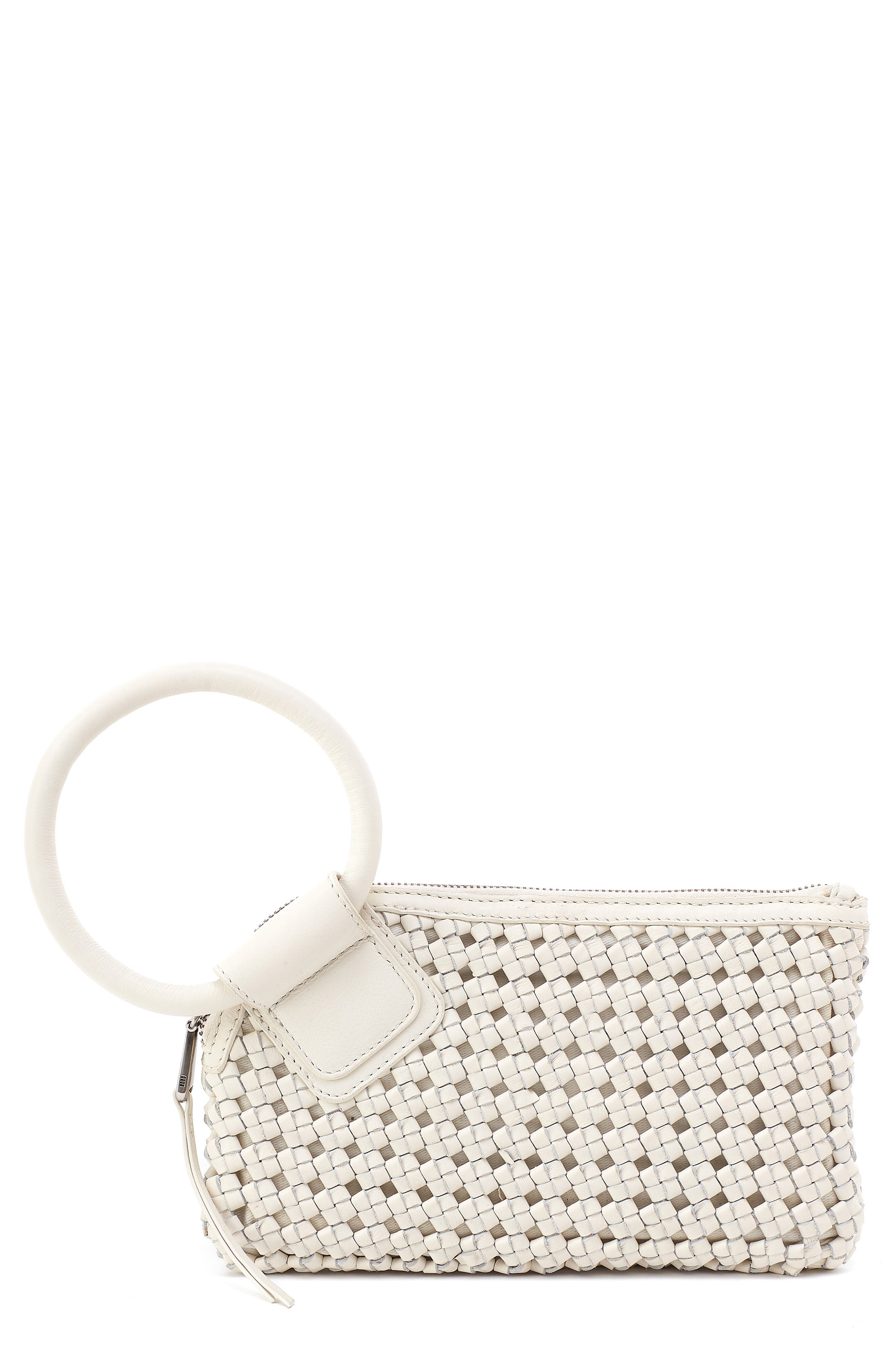 HOBO Sable Woven Leather Clutch, Main, color, Whitecap