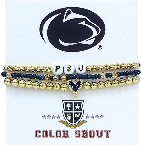 Color Shout Penn State Love My College Bracelet Stack In Gold