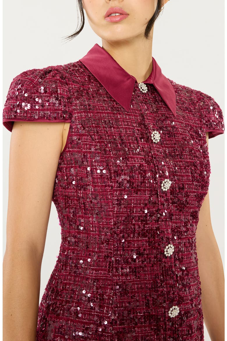 Estella Sequin Minidress, Alternate, color, MERLOT