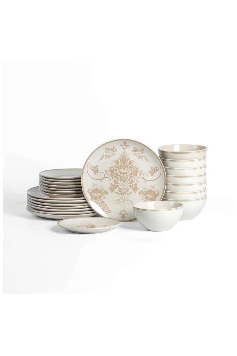 Opal Stoneware 24-Piece Dinnerware Set, Main, color, Beige