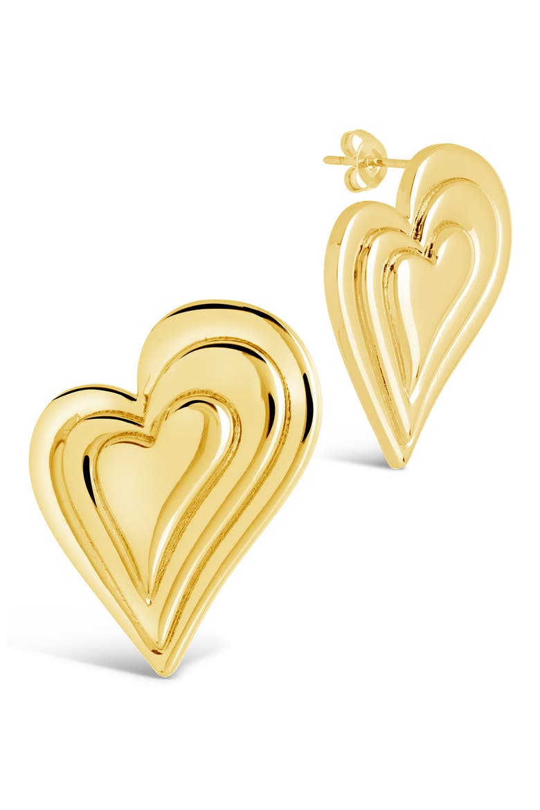 Beating Heart Post Earrings, Main, color, GOLD