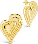 Sterling Forever Beating Heart Post Earrings
