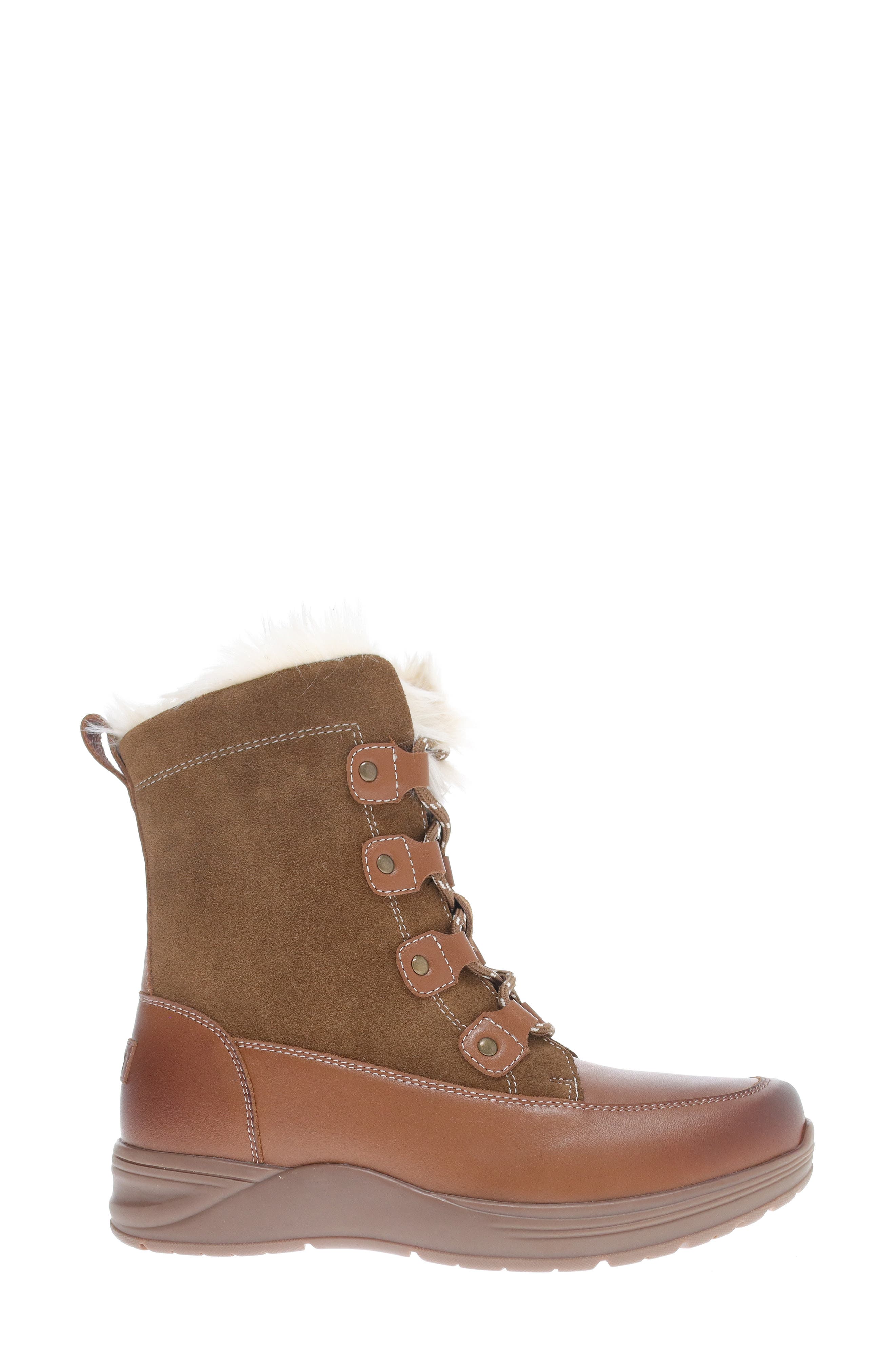 Dulcie Faux Fur Trim Bootie, Alternate, color, BROWN