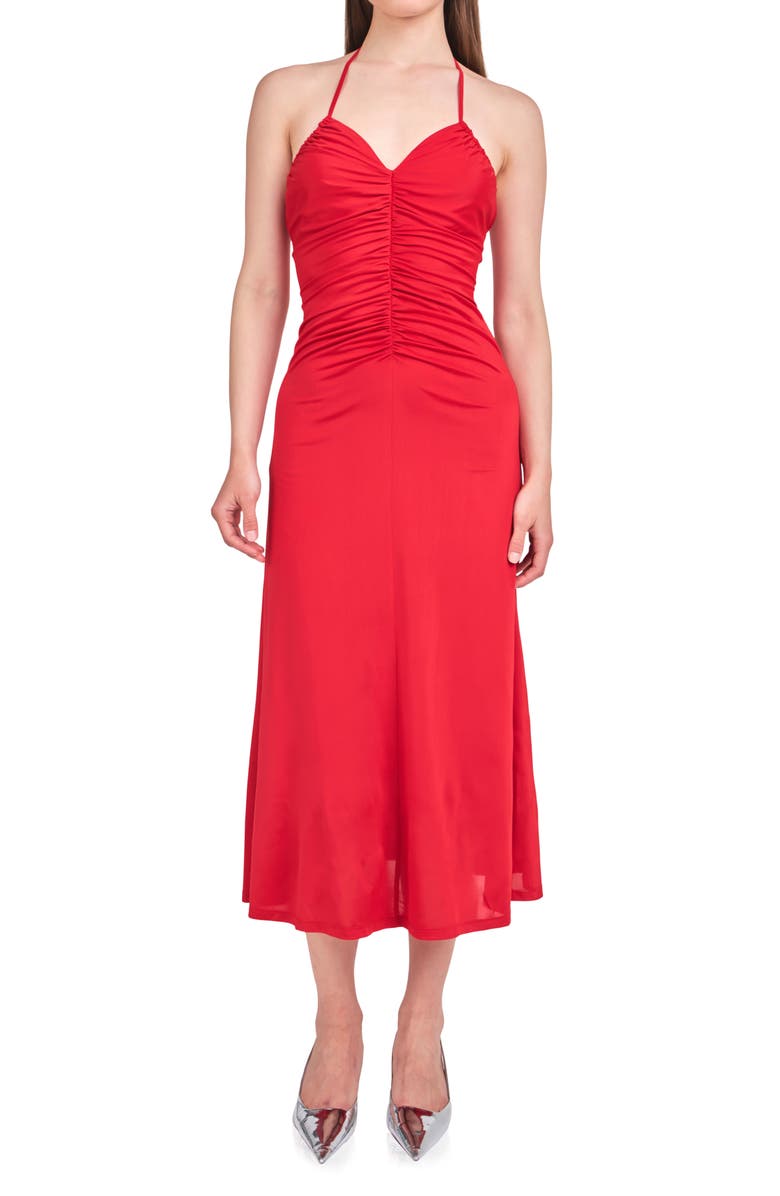 Endless Rose Ruched Halter Midi Dress, Alternate, color, 