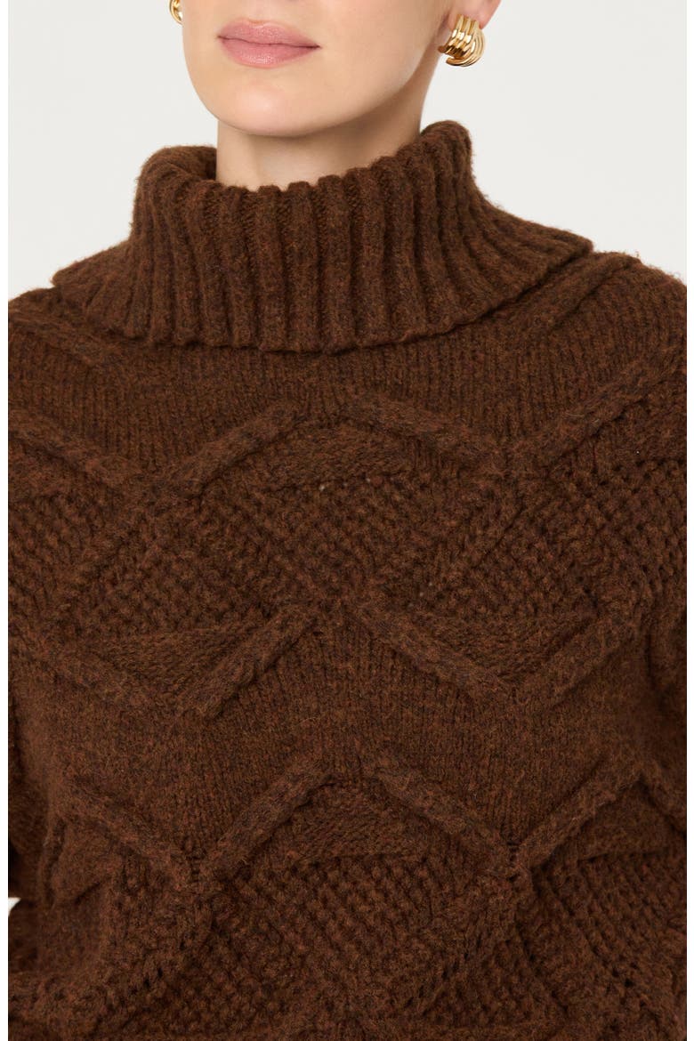 Janeth Cable Turtleneck Sweater, Alternate, color, BROWN