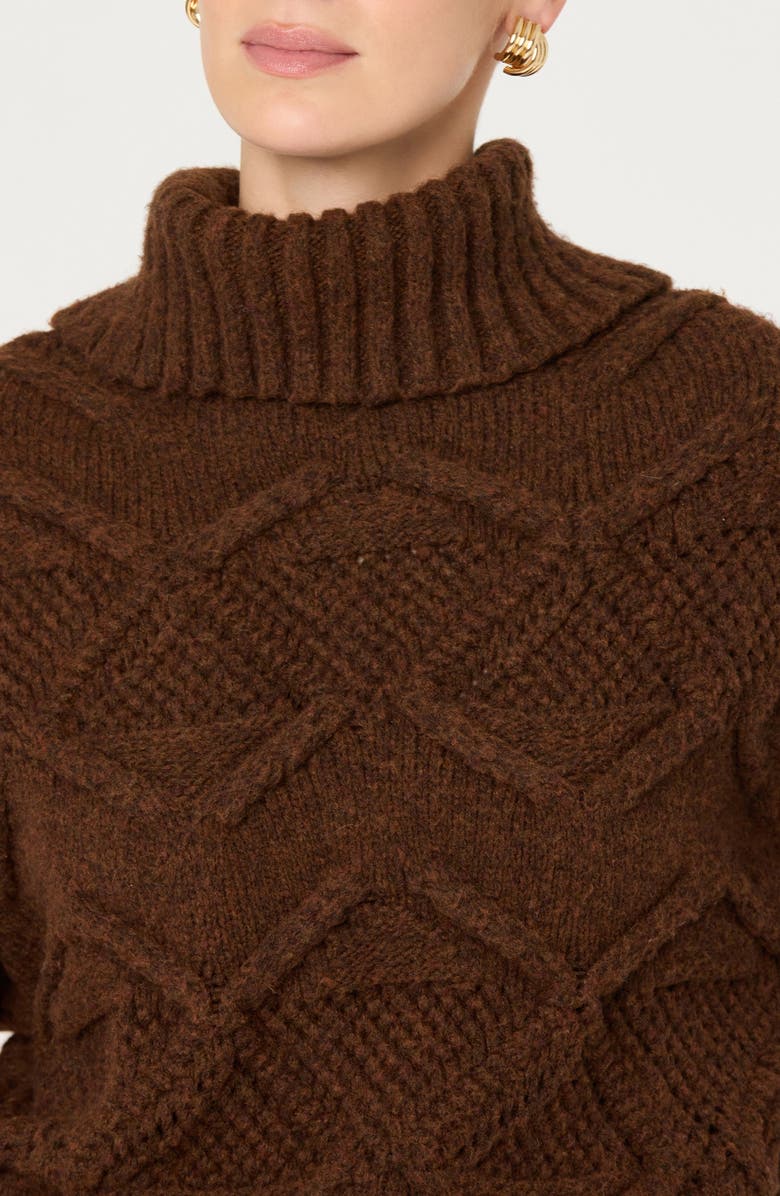 ASTR the Label Janeth Cable Turtleneck Sweater, Alternate, color, Brown