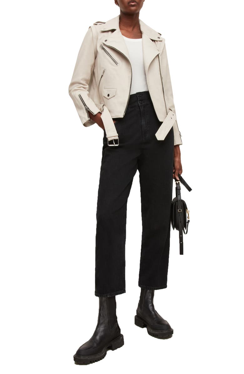 AllSaints Morgan Convertible Leather Biker Jacket, Alternate, color, 