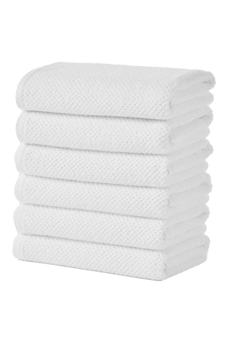Cotton 6-Pack Textured Hand Towels, Main, color, OPTIC WHITE