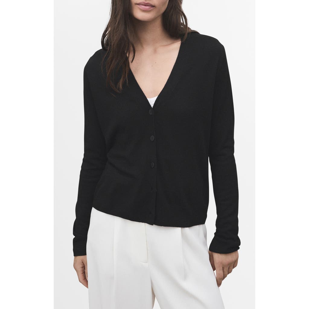 Mango V-neck Knit Cardigan In Black