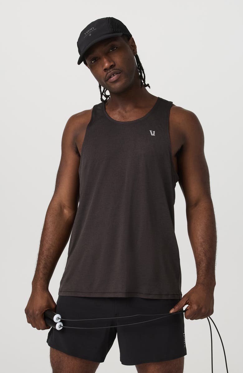 Vuori Terrain Performance Running Tank, Alternate, color, Carbon