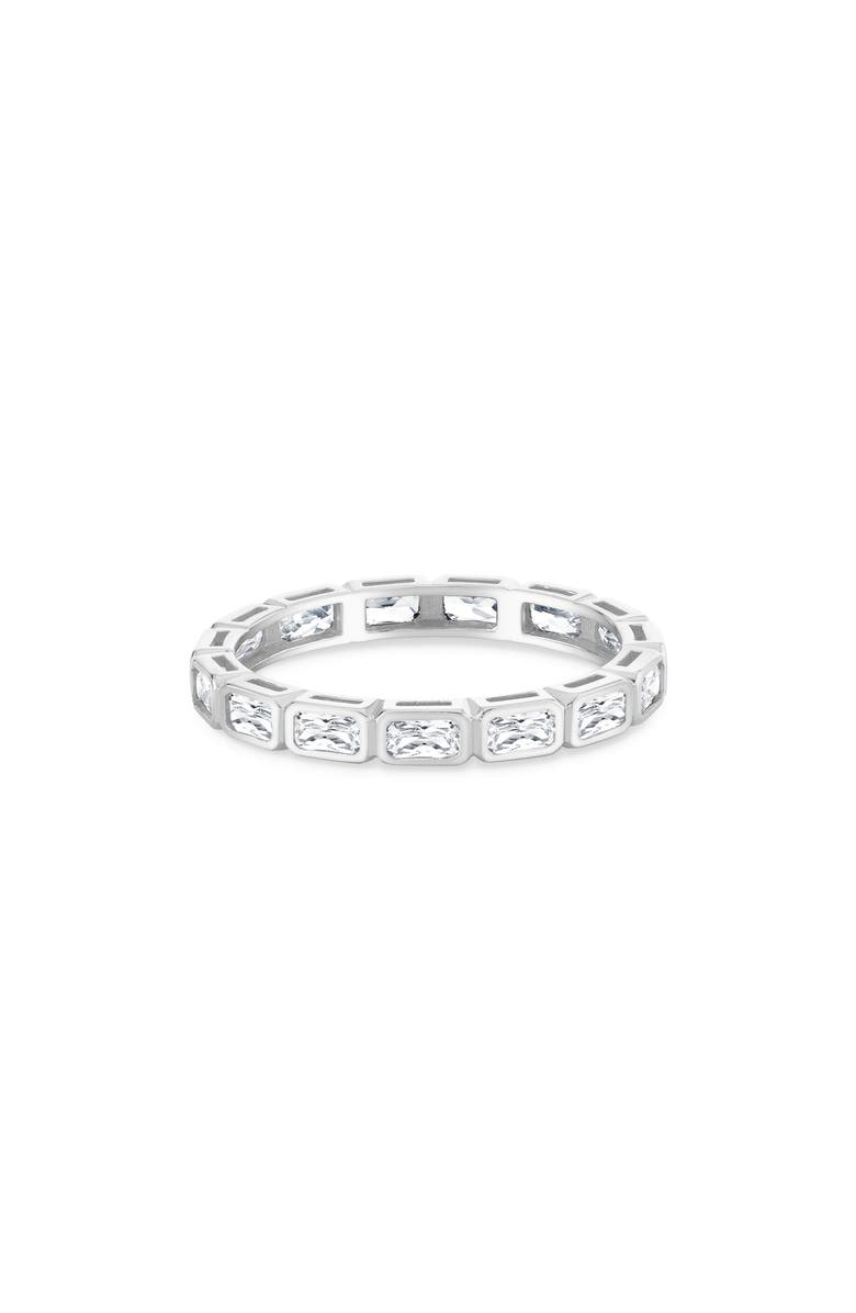 Crislu Baguette-Cut Cubic Zirconia Eternity Band Ring, Alternate, color, Pure Platinum / Clear Stone