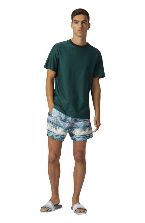 Swim Shorts With Macro Zig Zag Dégradé Print