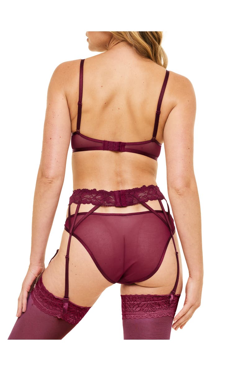 Adore Me Lacie Garter Belt Lingerie, Alternate, color, Dark Purple