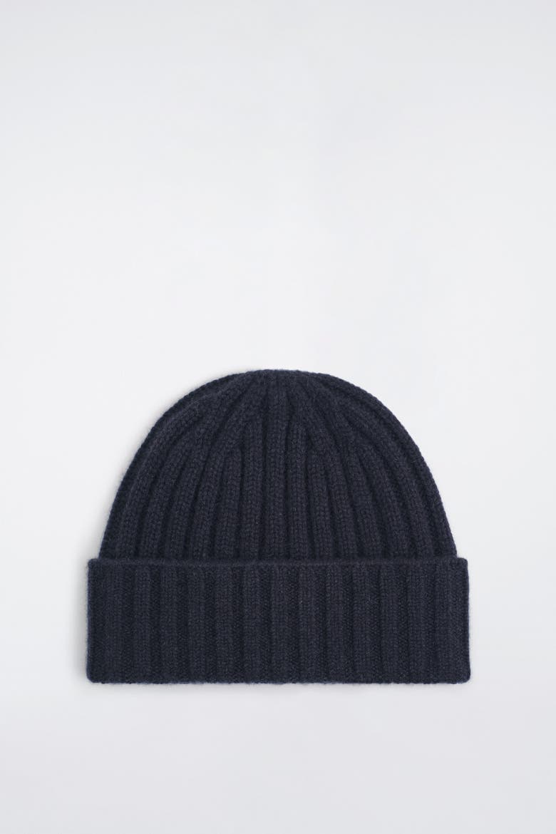 Chunky Ribbed Cashmere Beanie, Main, color, NAVY