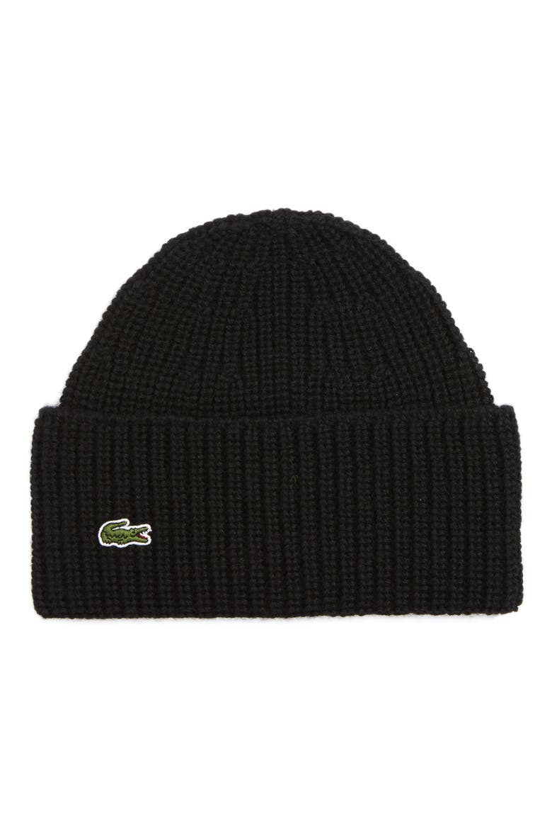 Ribbed Wool Beanie, Main, color, BLACK/ BLACK
