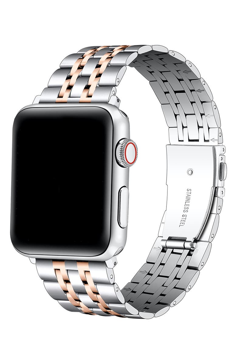 The Posh Tech Rainey Silver/Rose Gold Stainless Steel Band for Apple Watch, Alternate, color, Silver/ Rose Gold