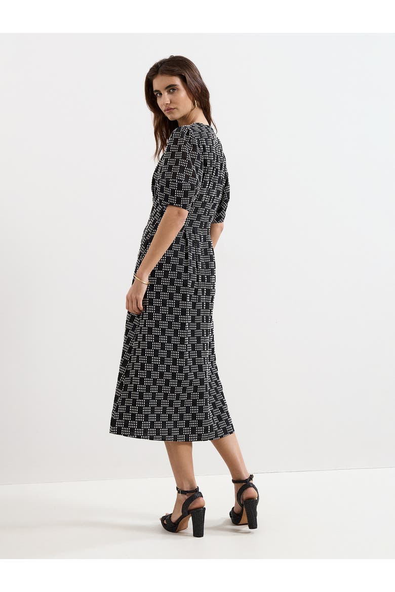 Yasmine V-Neck Printed A-Line Dress, Alternate, color, Black/Ivory