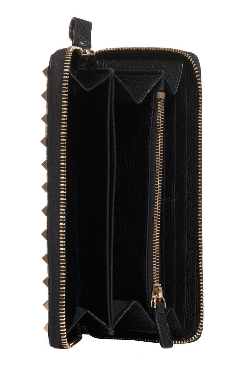Rockstud Continental Leather Wallet, Alternate, color, NERO