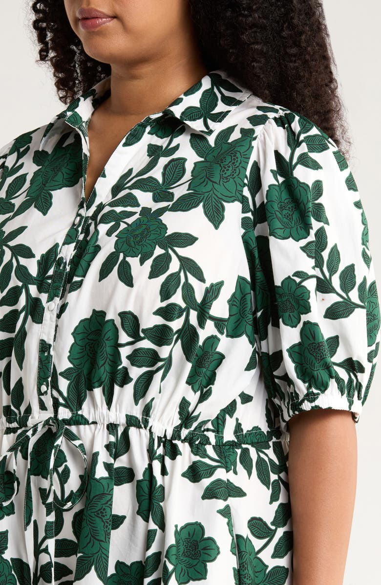 SUGARLIPS Kane Floral Stacie Cotton Shirtdress, Alternate, color, White-Forest