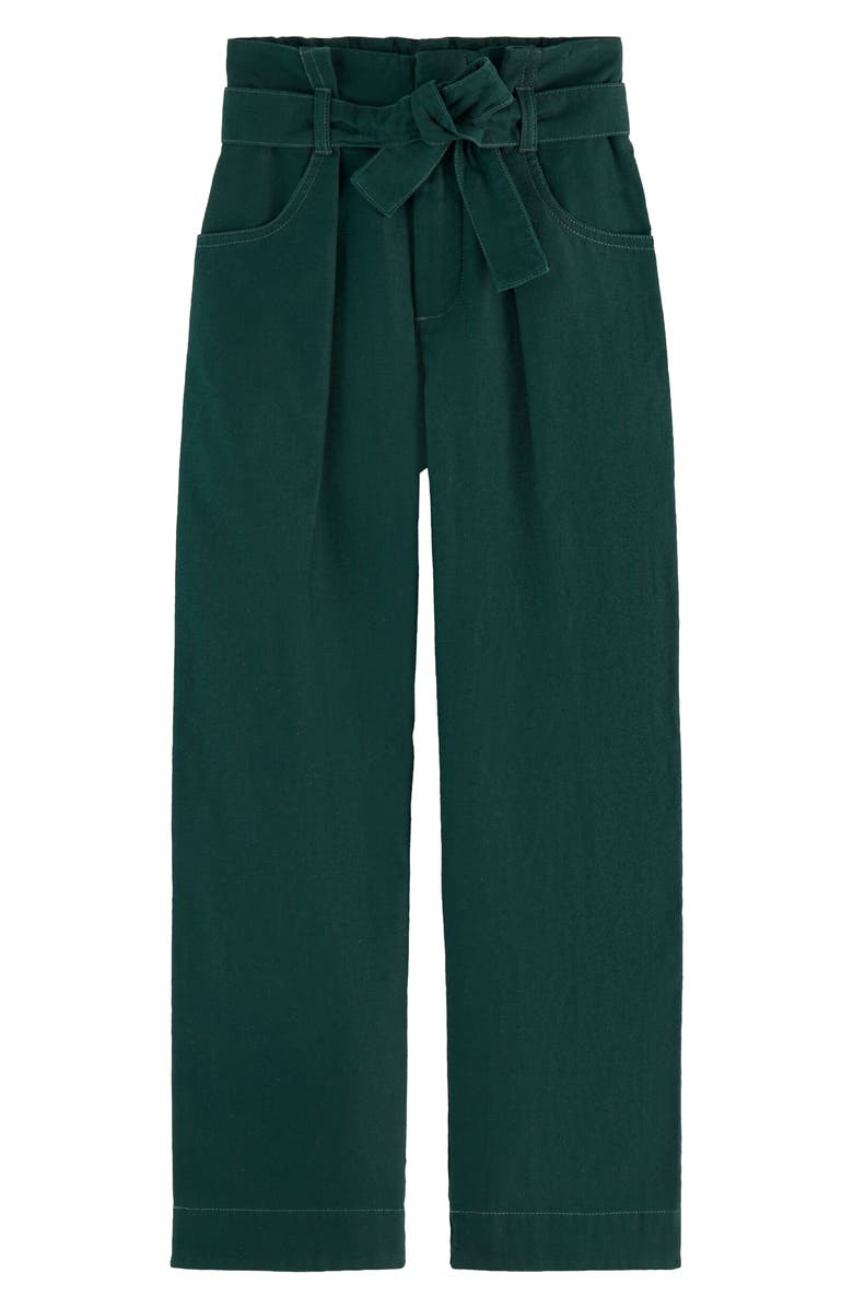 Scotch & Soda Kids' Paperbag Waist Belted Cotton Pants, Main, color, Amsterdam Green