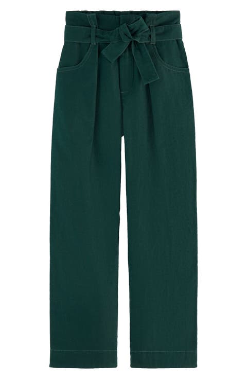 Kids' Paperbag Waist Belted Cotton Pants (Big Kid)