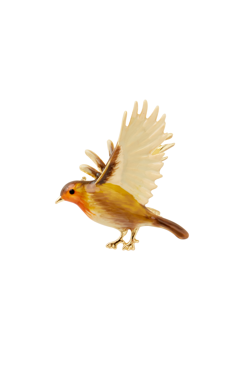 Enamel Flying Robin Brooch, Main, color, Multi & Gold