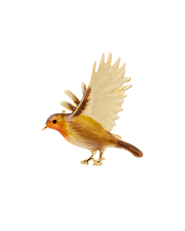 Fable England Enamel Flying Robin Brooch