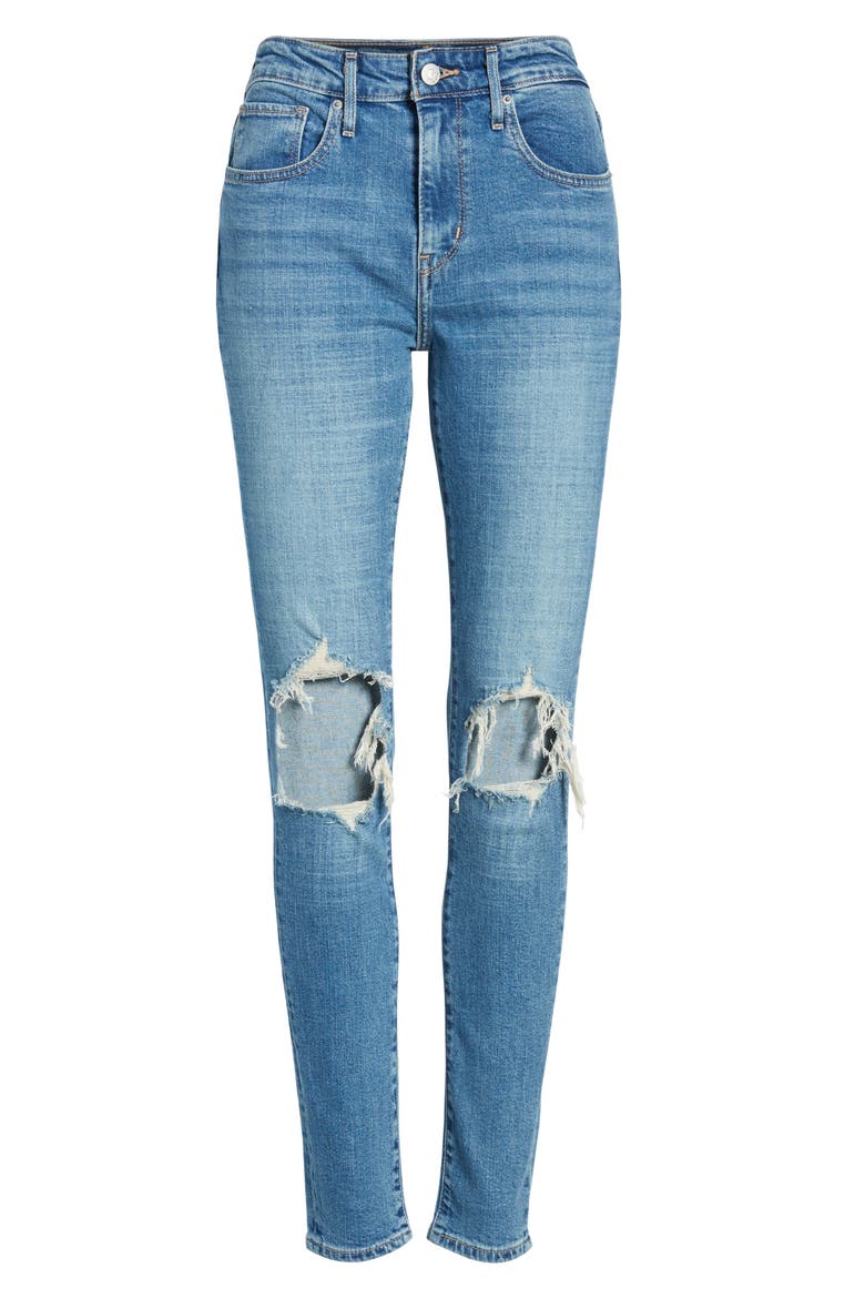 Levi's® 721 Ripped High Waist Skinny Jeans, Alternate, color, RUGGED INDIGO