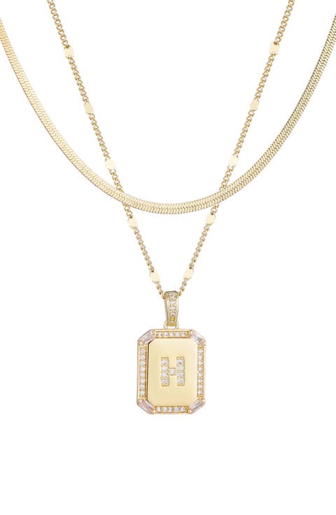 Initial Tag Pendant Necklace