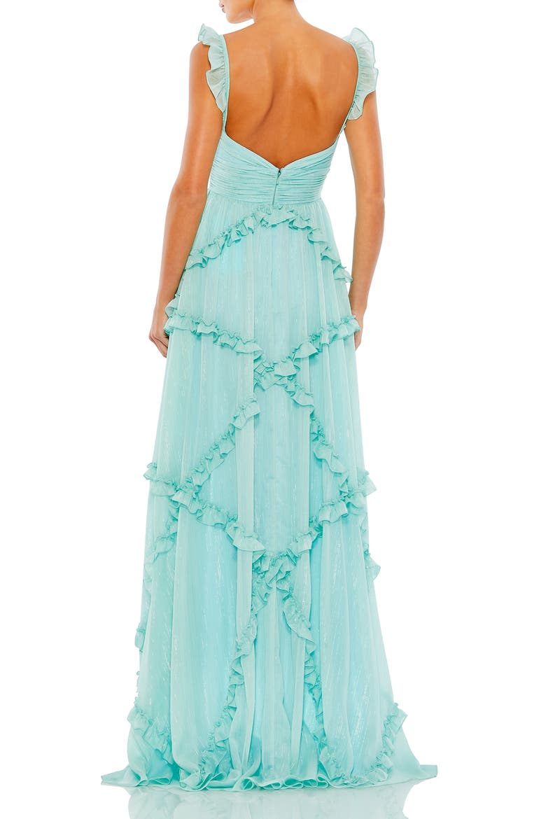 Ruffle Tiered Sleeveless Flowy A Line Gown, Alternate, color, MINT