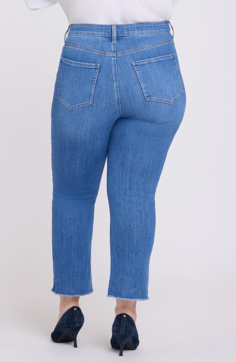 NYDJ Billie Frayed High Waist Ankle Mini Bootcut Jeans, Alternate, color, Blue Paradise
