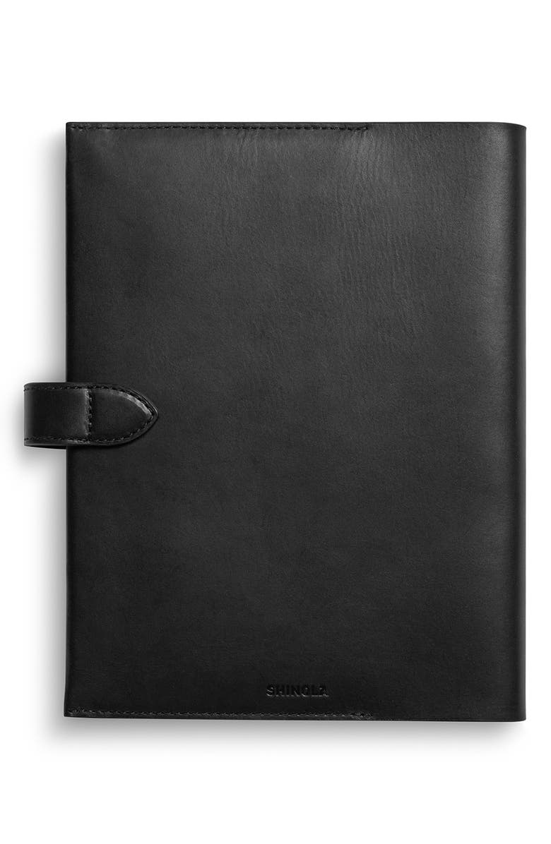 Shinola Snap Vachetta Leather Journal Cover, Alternate, color, Black