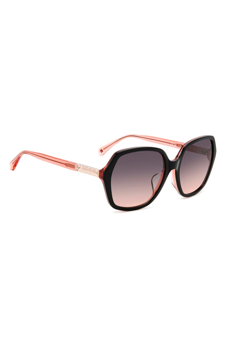 Kate Spade New York ellery 57mm square sunglasses, Alternate, color, Black Pink