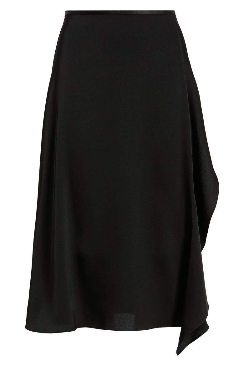 Satin Midi Skirt, Alternate, color, BLACK