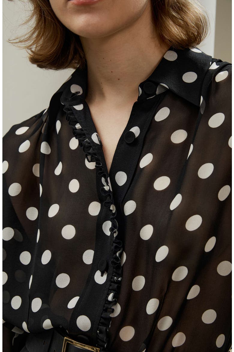 Women's Polka Dots Silk Georgette Blouse, Alternate, color, White dots in black