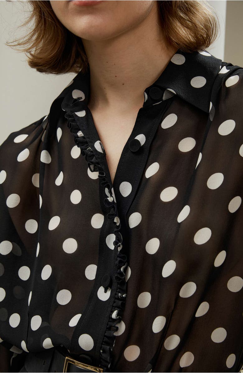 Lilysilk Polka Dots Georgette Blouse, Alternate, color, White Dots In Black