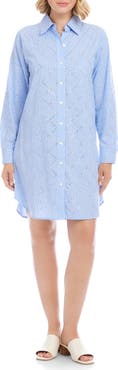 Karen Kane Embellished Long Sleeve Cotton Shirtdress