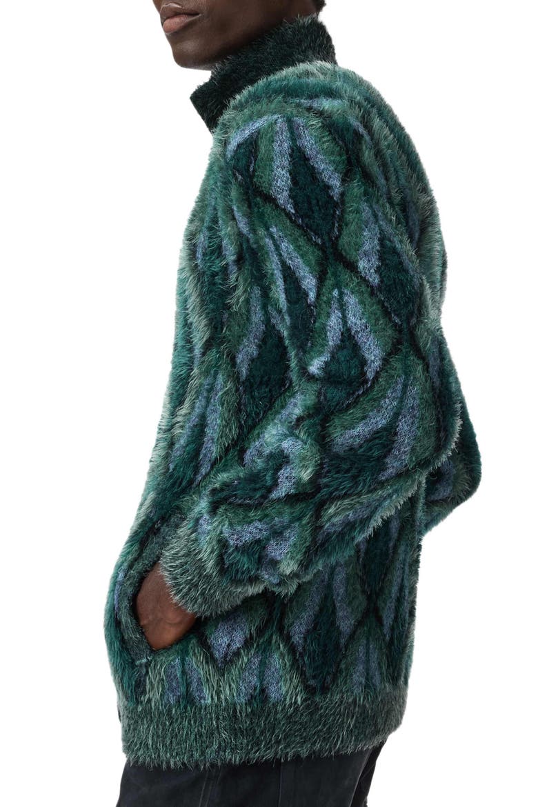 Fardella Abstract Fuzzy Cardigan, Alternate, color, PEACOCK BLUE